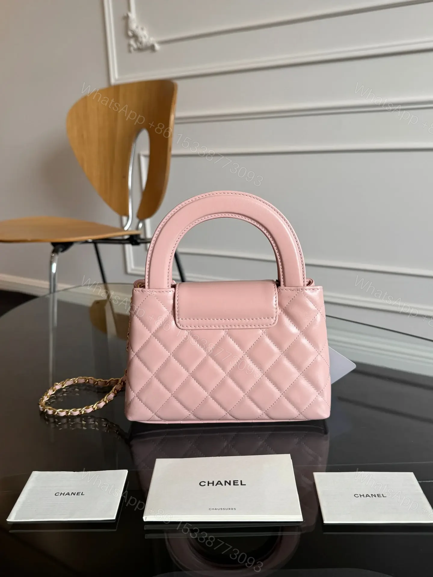 View 3 of CHANEL KELLY BAG 19 IN LIGHT PINK CALFSKIN GOLD HARDWARE