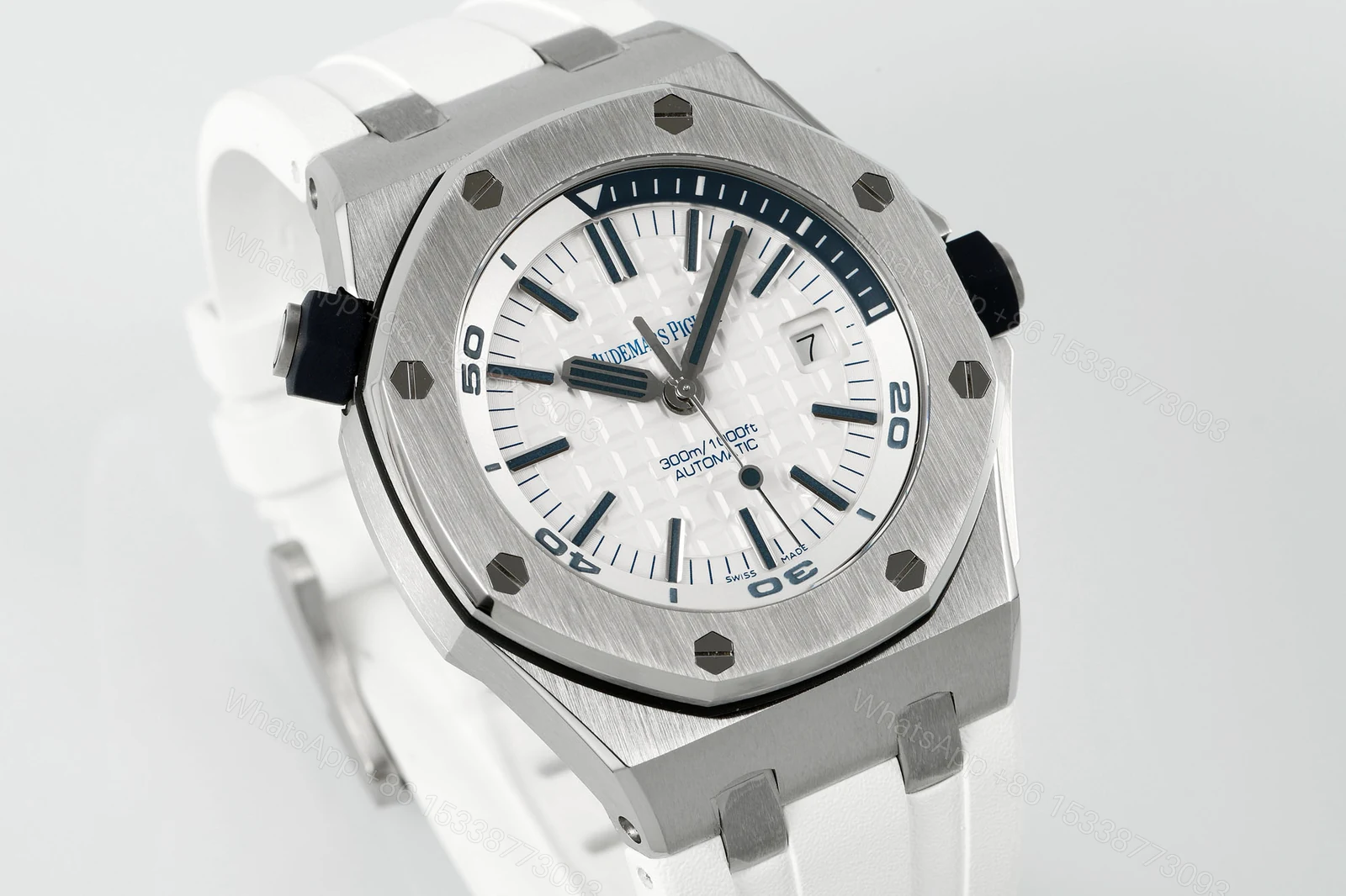 View 2 of Royal Oak Offshore Diver 15710 APSF 1:1 Best Edition White Checkered Dial on White Rubber Strap Super Clone