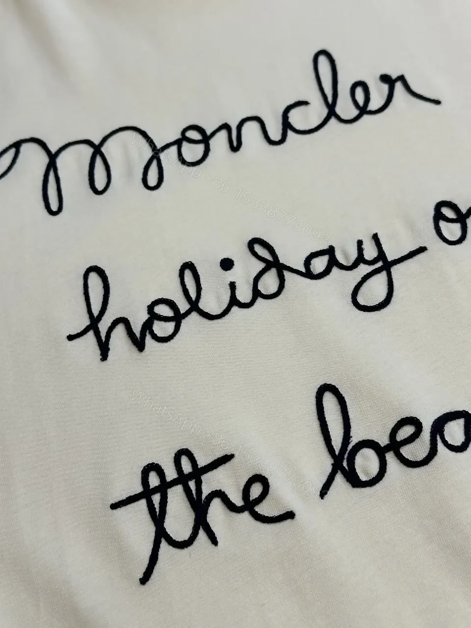 View 9 of White Cotton Relaxed T-shirt with Cursive Text Logo, Short Sleeves