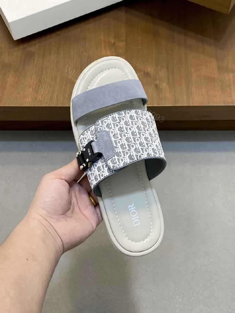 Textured Jacquard Sandals: Suede Strap, Cushioned Comfort — view 1
