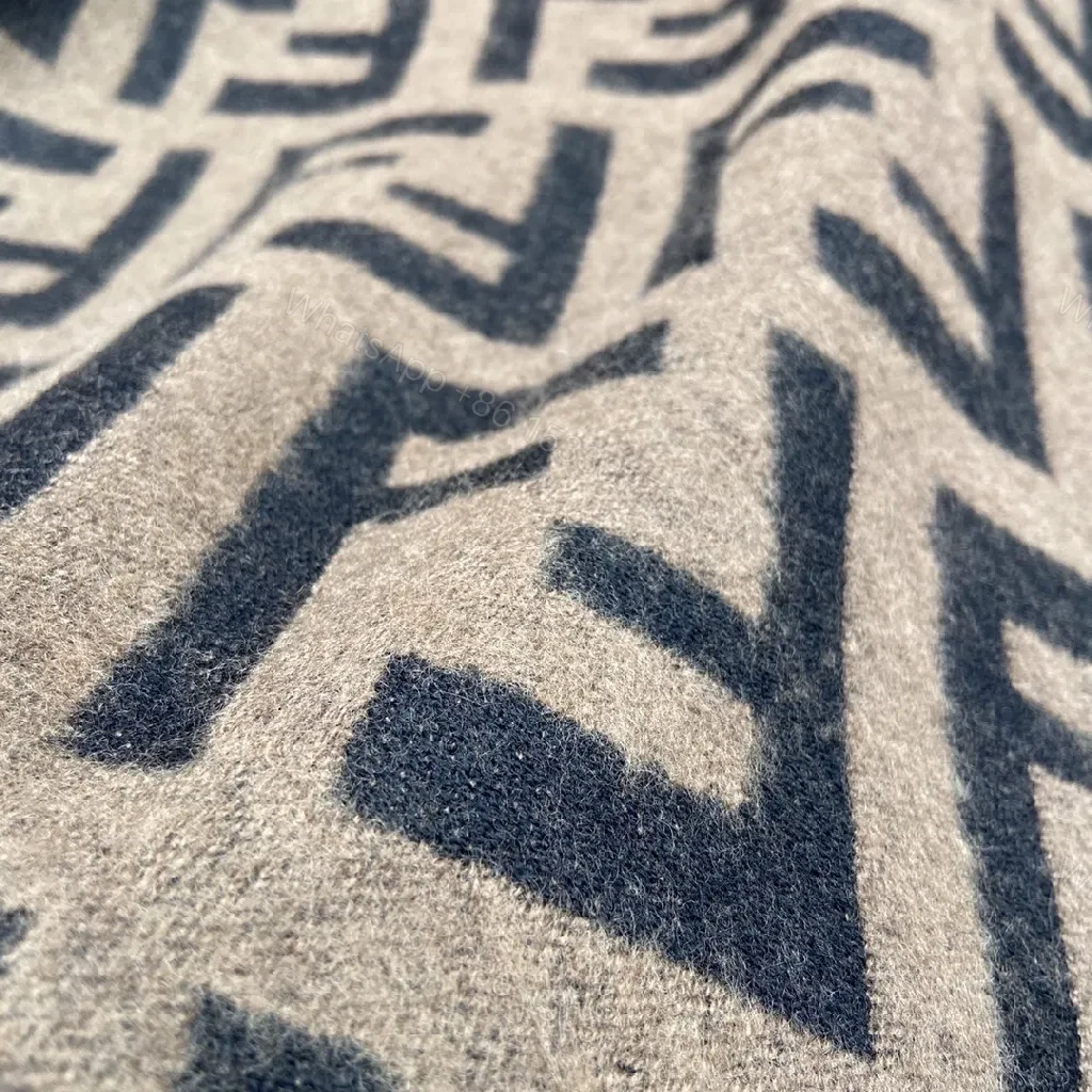 View 4 of Bold F-Inspired Monogram Wrap: Luxe Warmth & Fringe Detail