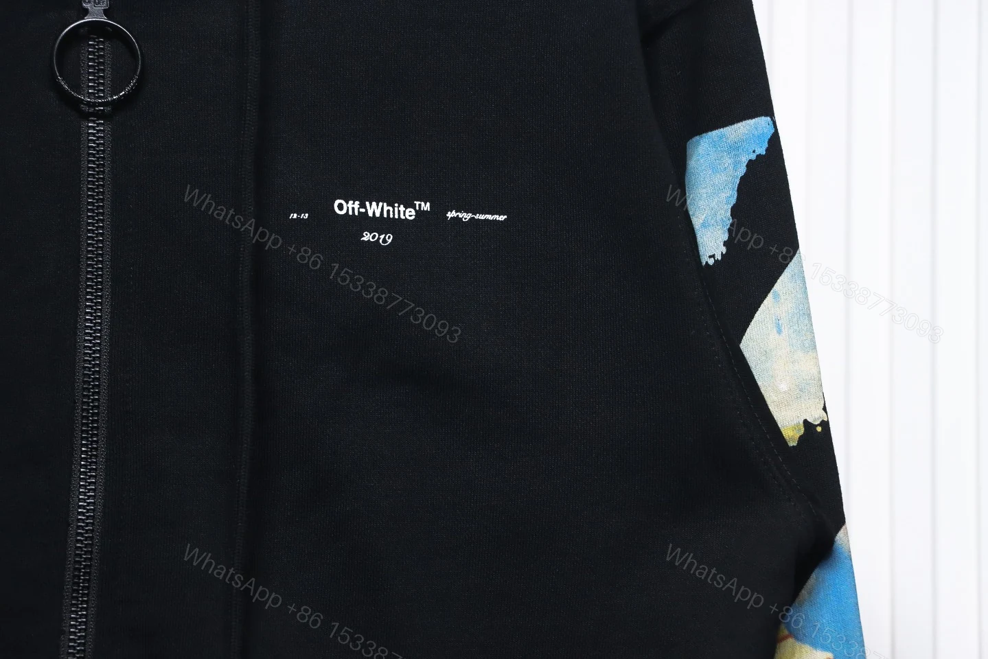 View 7 of Off-White Oil Painting Printed Black Zipper Hoodie