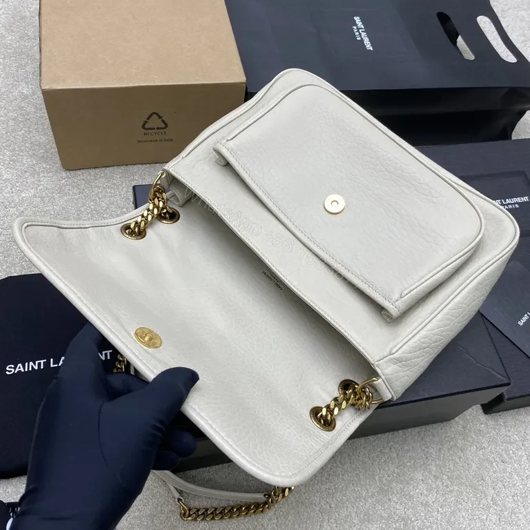 View 9 of Pebbled Leather Crossbody Bag â€” Luxe, YSL-Inspired Hardware