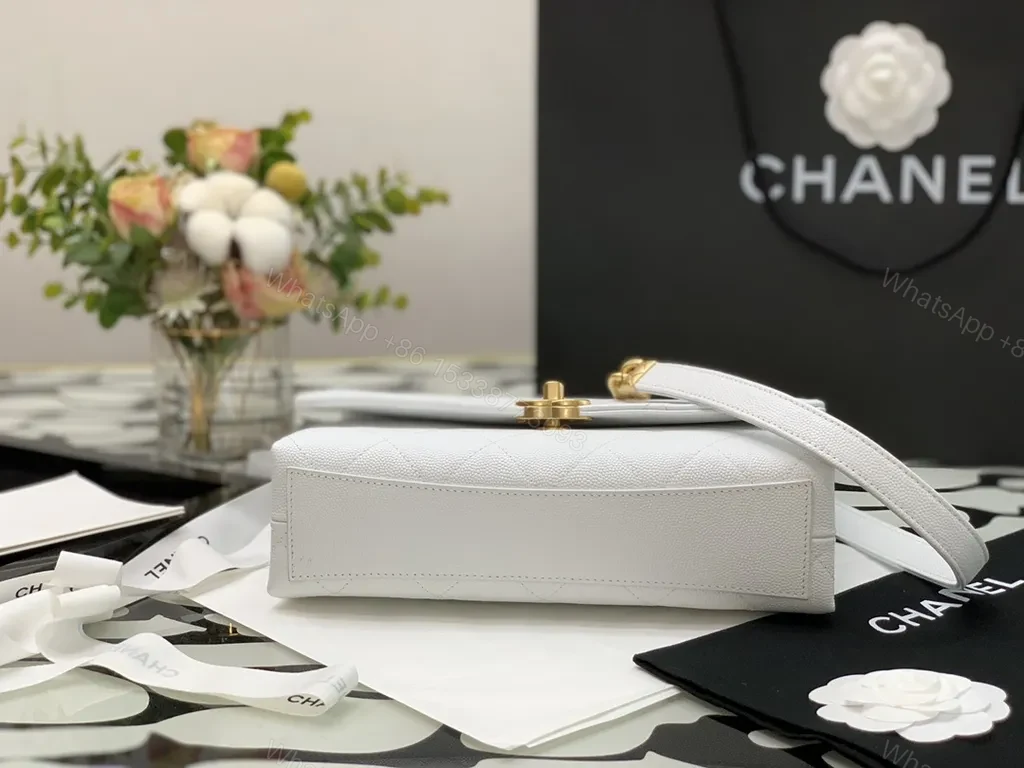 View 4 of Chic White Quilted Bag with Gold Chain | Luxury Shoulder Bag