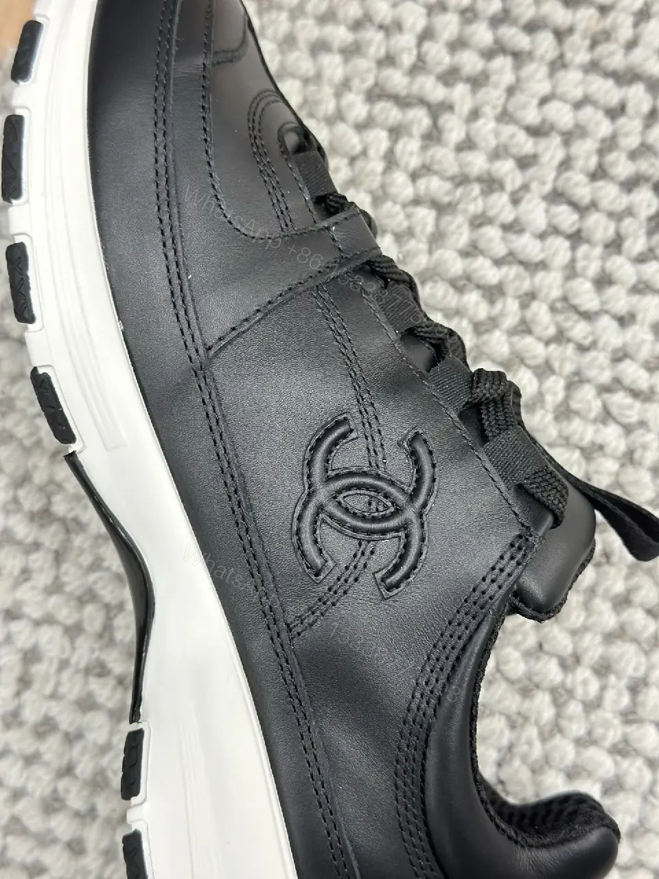 View 3 of Bold Black Leather Sneakers, Luxe Street Style, Comfort