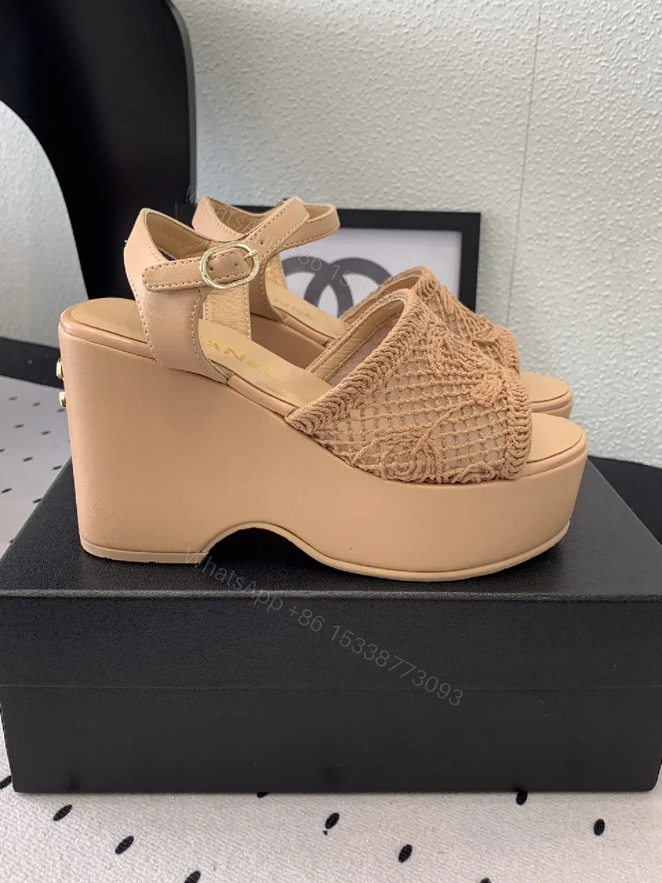 View 9 of Woven Nude Slingback Wedge Sandals – Luxe Comfort