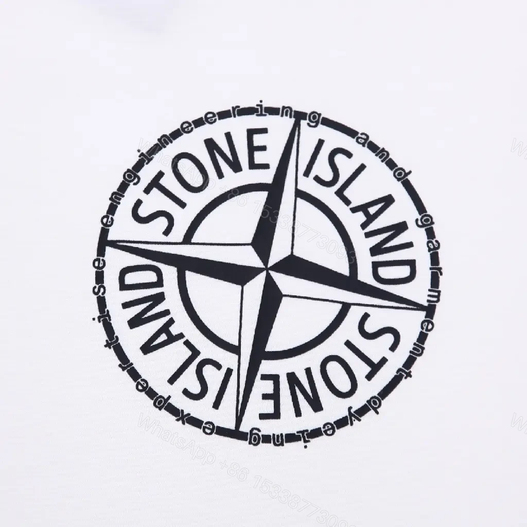 View 2 of White Cotton Tee with Stone Island Emblem - Luxe Everyday Comfort