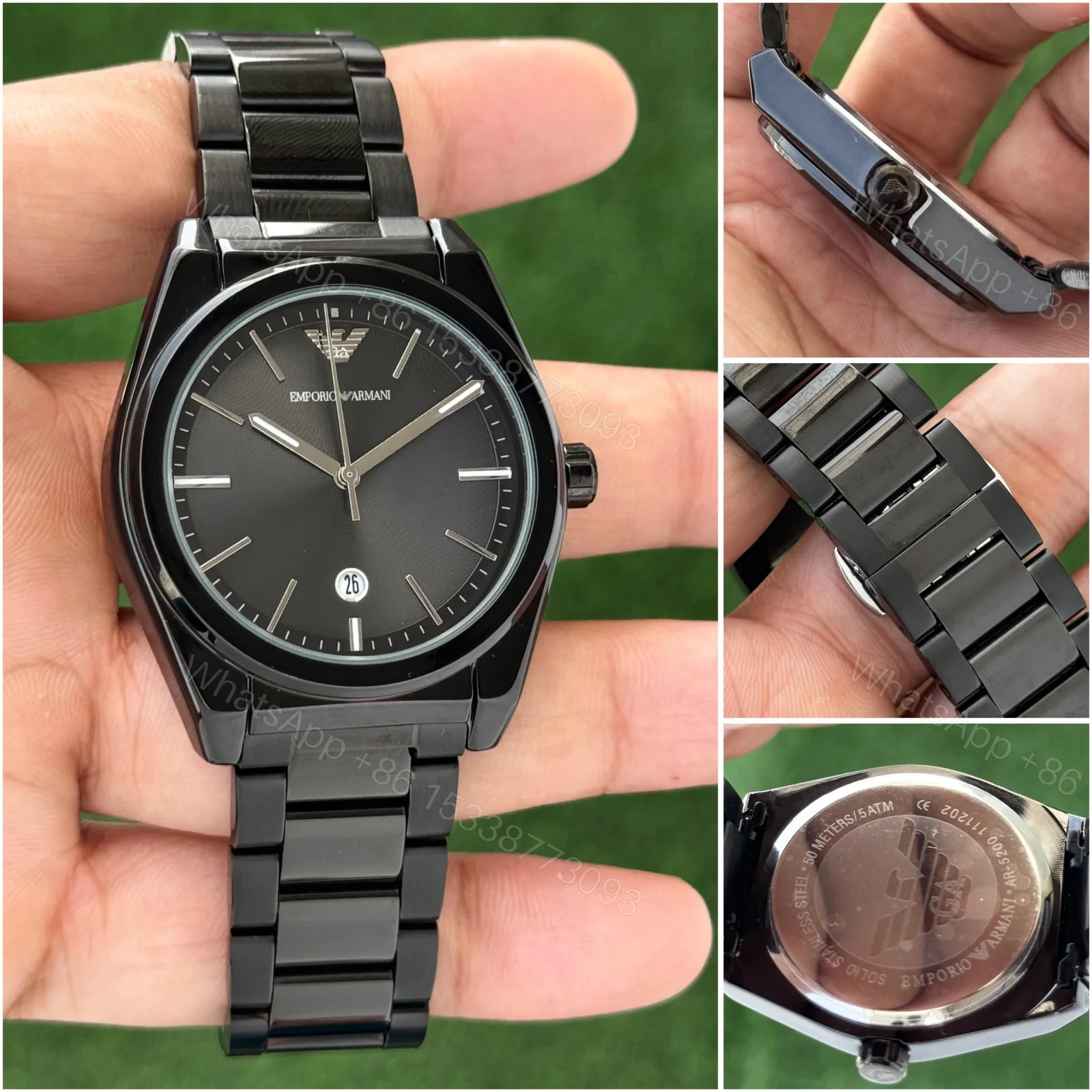 View 4 of Armani Men’s Black Stainless Steel Analog Watch