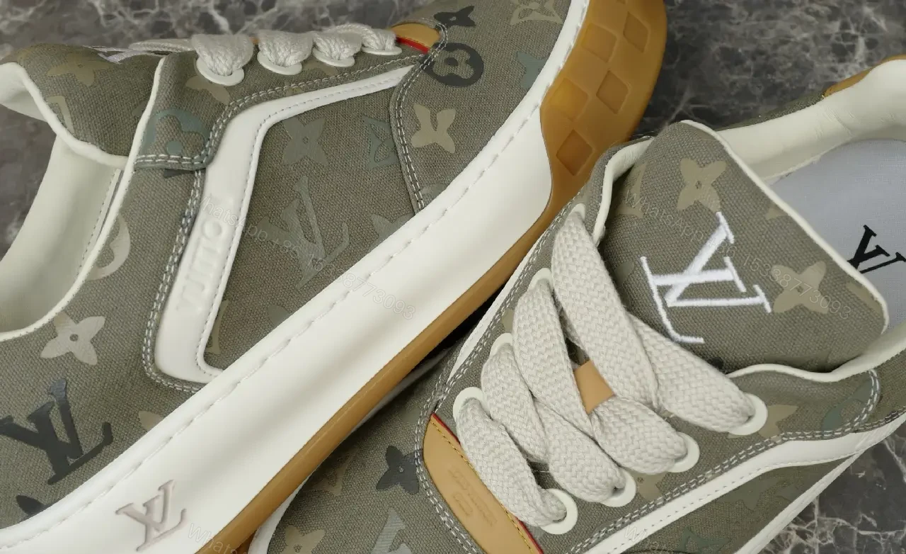 View 4 of Yellow Canvas Streetwear LV Monogram Sneakers