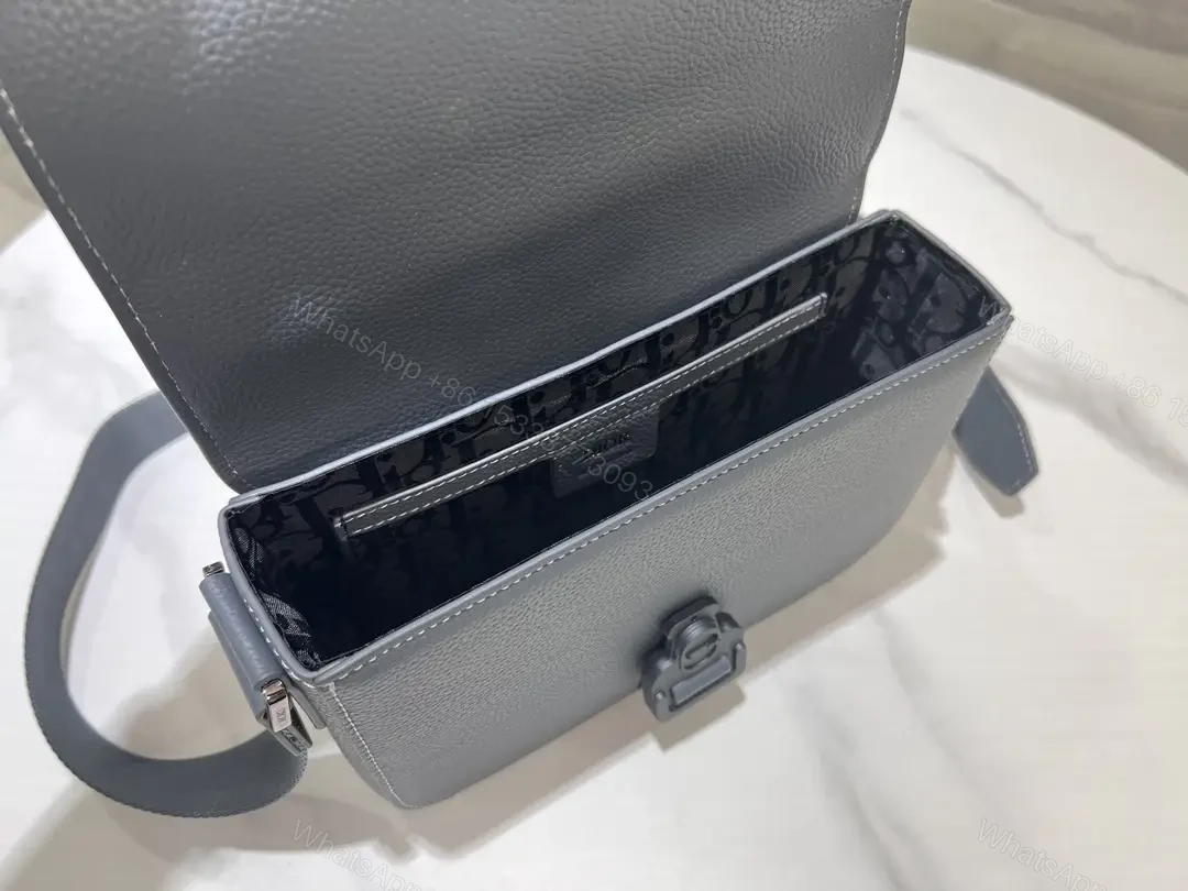 View 8 of Gray Leather Crossbody: Compact Luxury with Signature Clasp