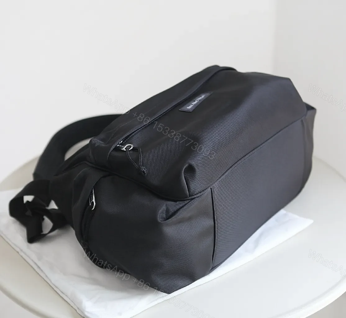 View 6 of Black Nylon Tote, Compact Utility, Minimalist Chic, Water-Resistant, Carryall