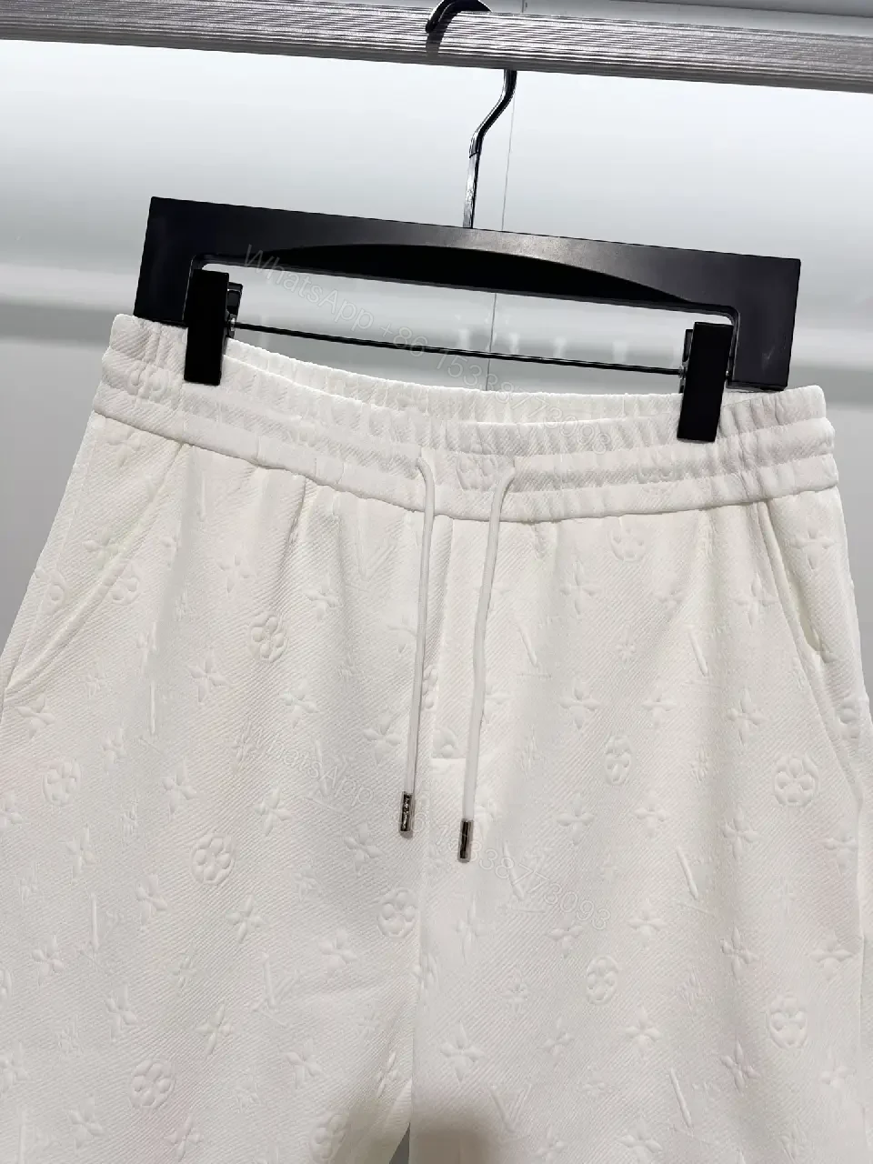 View 8 of White Patterned Swim Shorts — Lightweight, Mid-Thigh Comfort