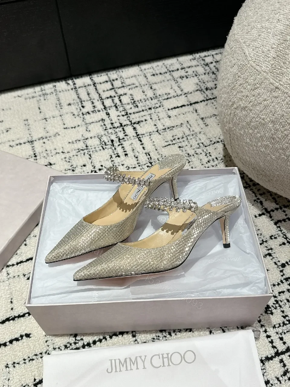 View 6 of Glimmering Pointed-Toe Heels with Crystal Embellishment