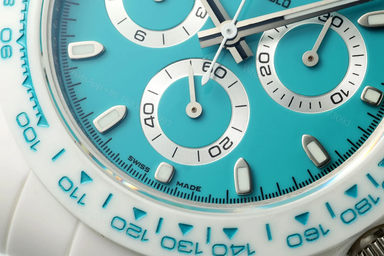 View 5 of JF Factory Clean Factory AET Daytona Ceramic Watch, White & Blue