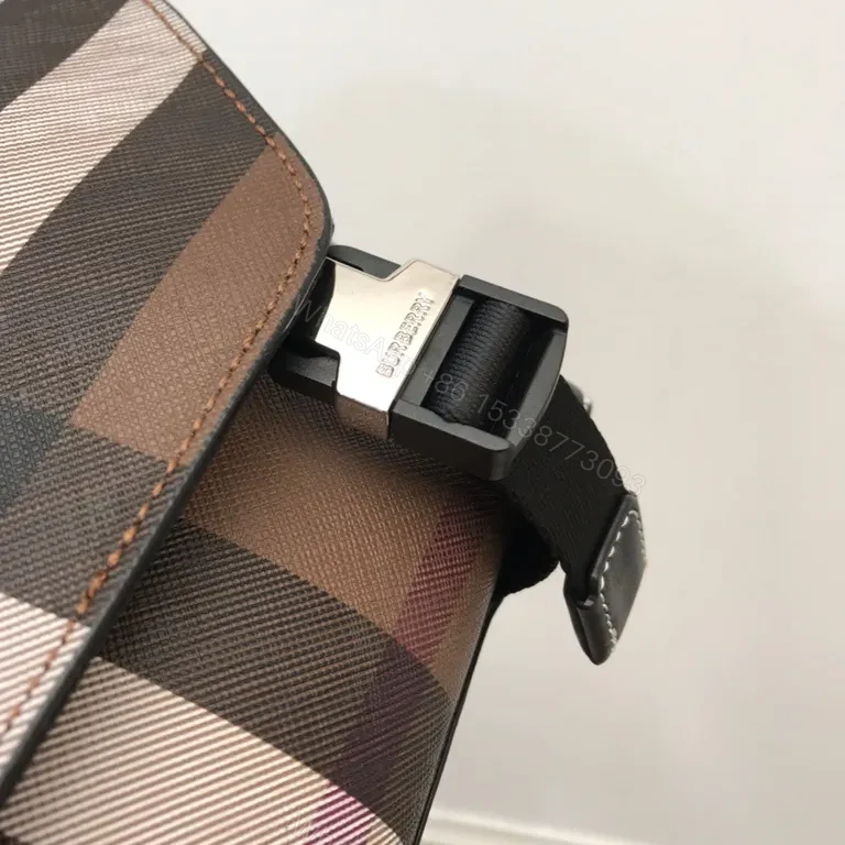 View 5 of Structured Plaid Messenger: Premium Crossbody with Signature Organization