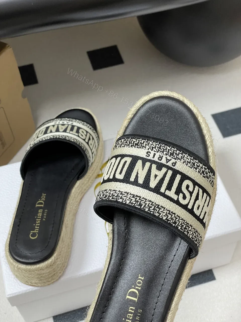 View 6 of Bold Logo-Strap Espadrille Platform Slides