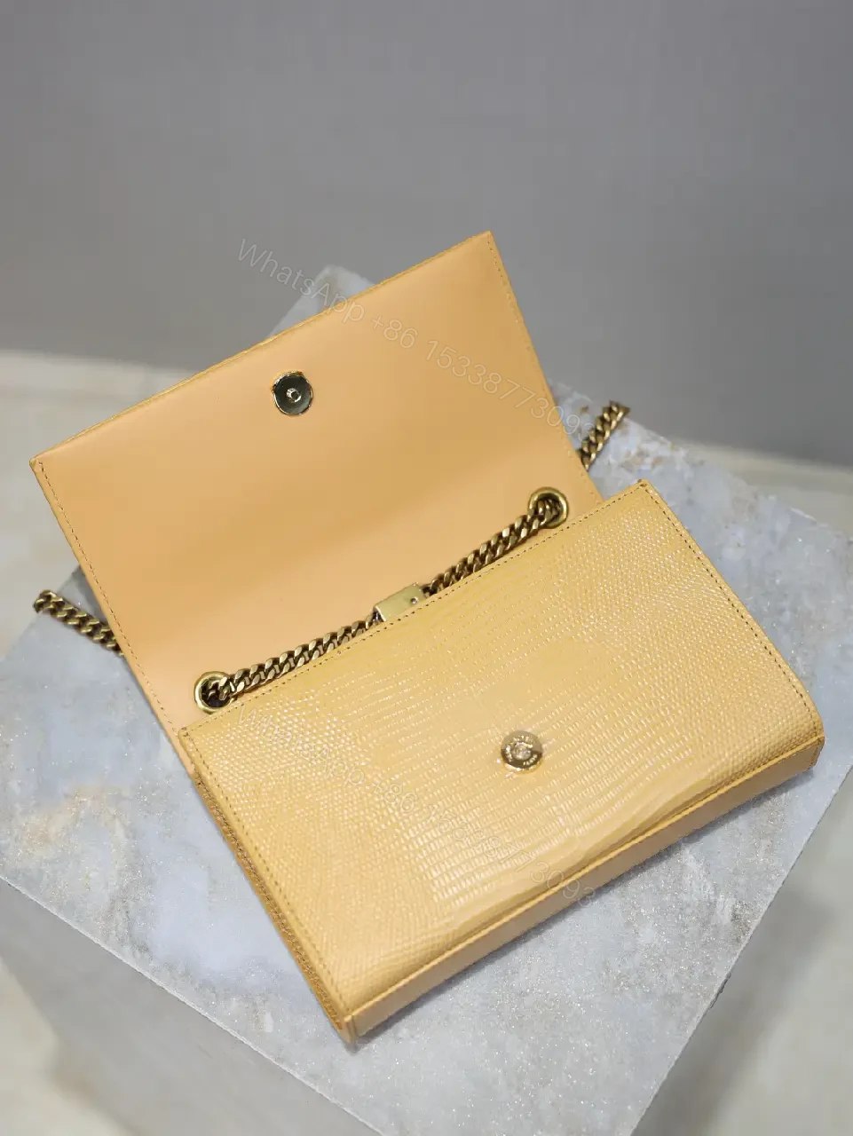 View 8 of Textured Leather Shoulder Bag with Iconic Hardware