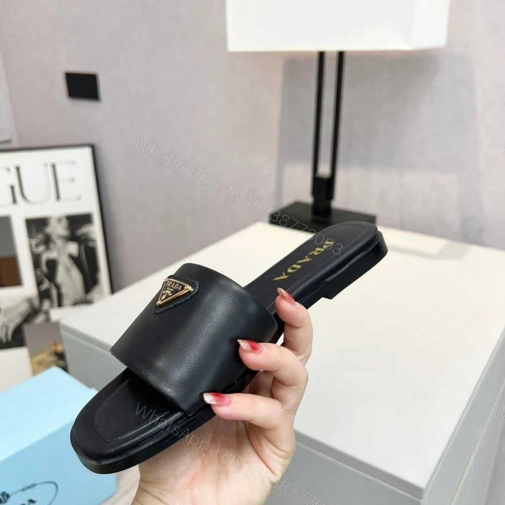 View 5 of PRADA SAFFIANO PATENT LEATHER SLIDES BLACK 1XX730 3A9S F0002 F 010