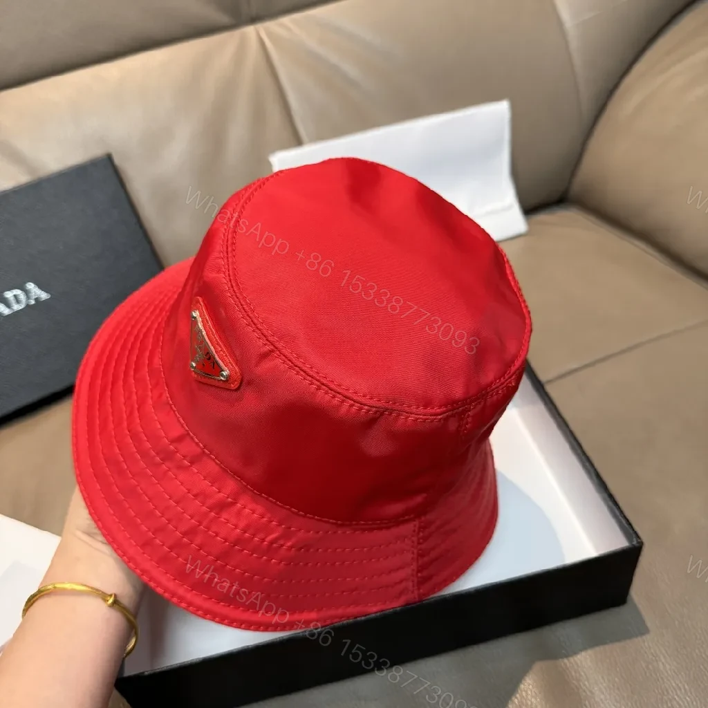 View 4 of Red Bucket Hat with Luxe Hardware, Structured Style