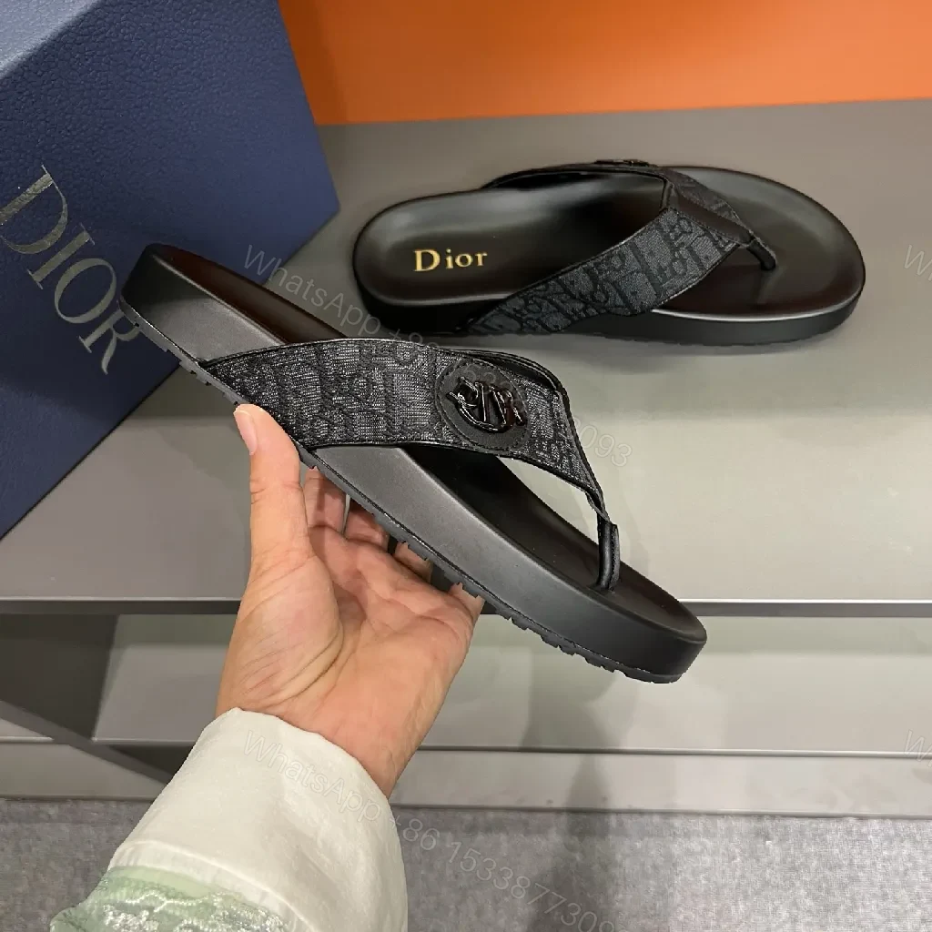 View 9 of Black Leather Sandals, Jacquard Straps, Minimalist, Cushioned Footbed, Sandals