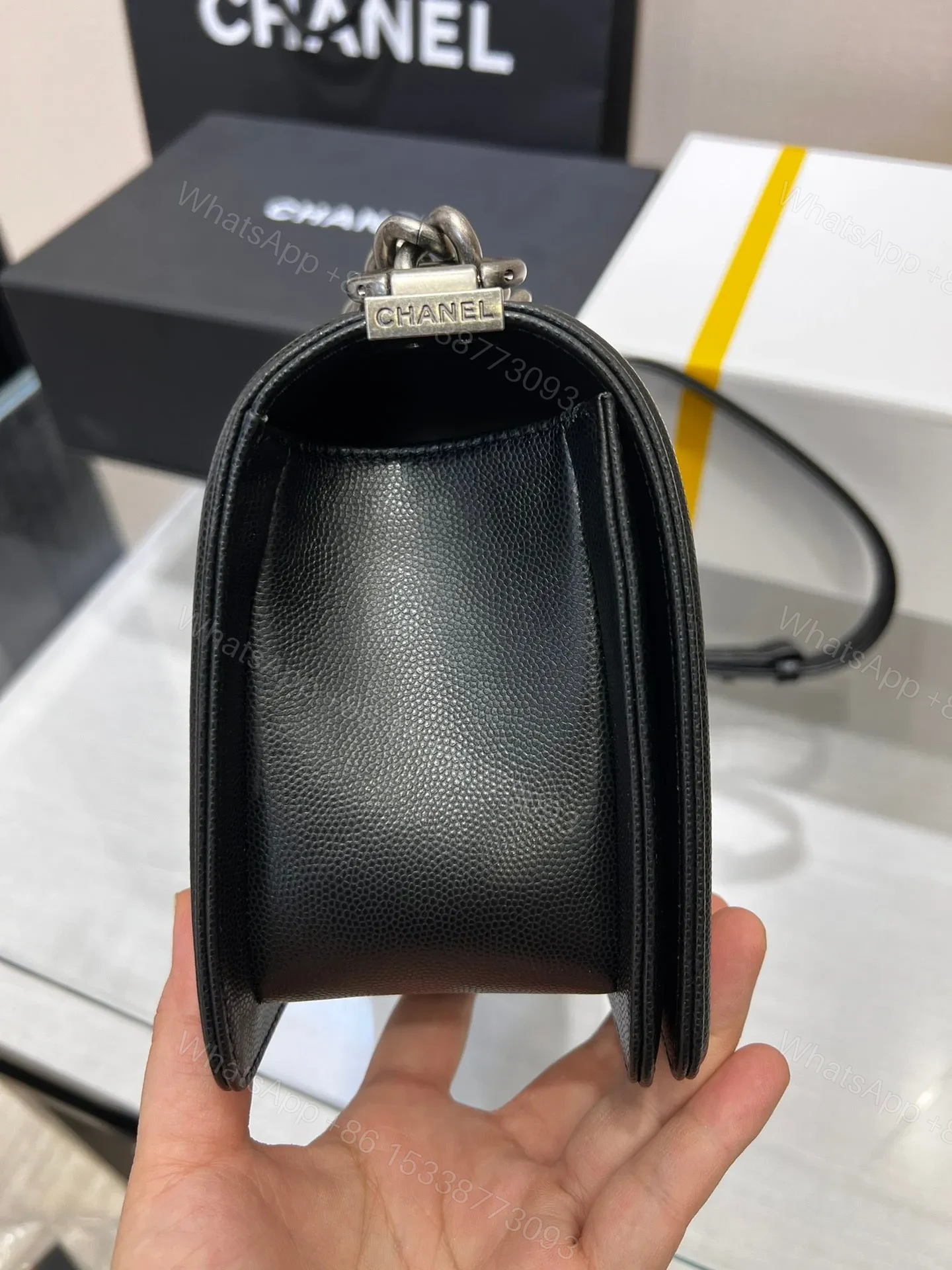 View 3 of Chanel Boy Black Sliver Hardware Woman’s 20cm