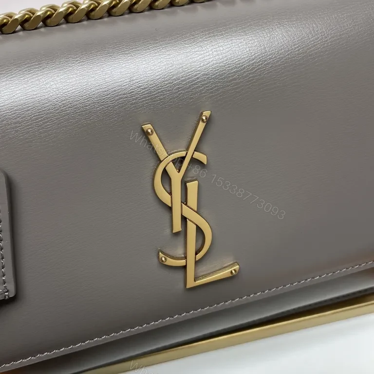View 3 of Gray Pebbled Leather Crossbody â€” Structured, YSL-Inspired, All-Day