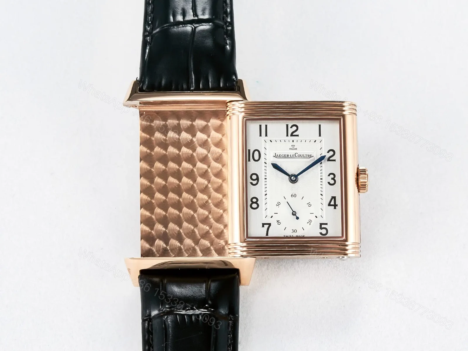 View 14 of Reverso Classic Duoface Small Seconds RG MGF Best Edition White Textured Dial on Black Leather Strap A854A