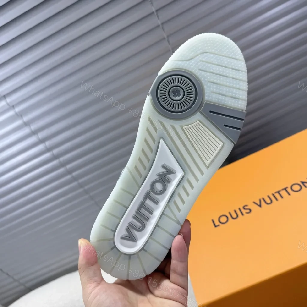 View 4 of Denim-Texture LV Low-Top Sneakers: Modern Luxury, Everyday Ease