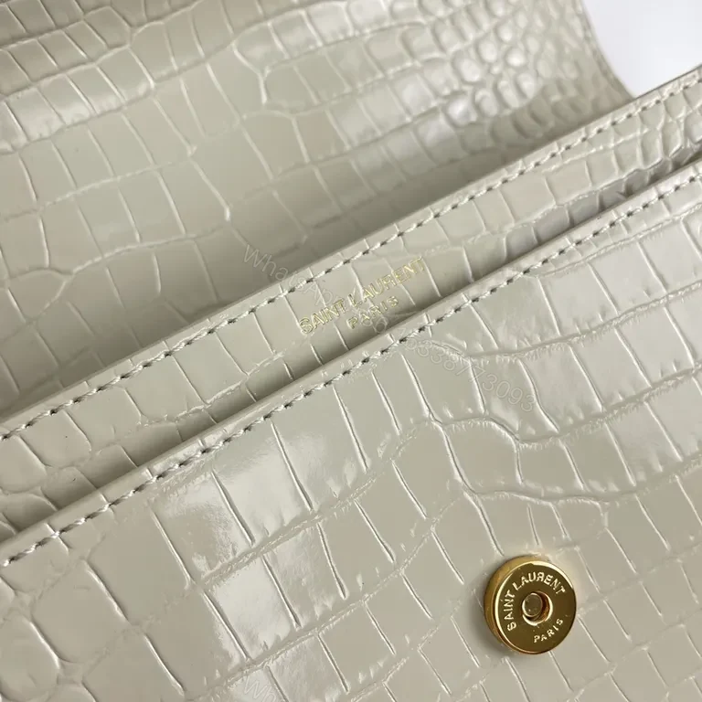 View 4 of Croc-Textured Crossbody with Gold-YSL Hardware Bag