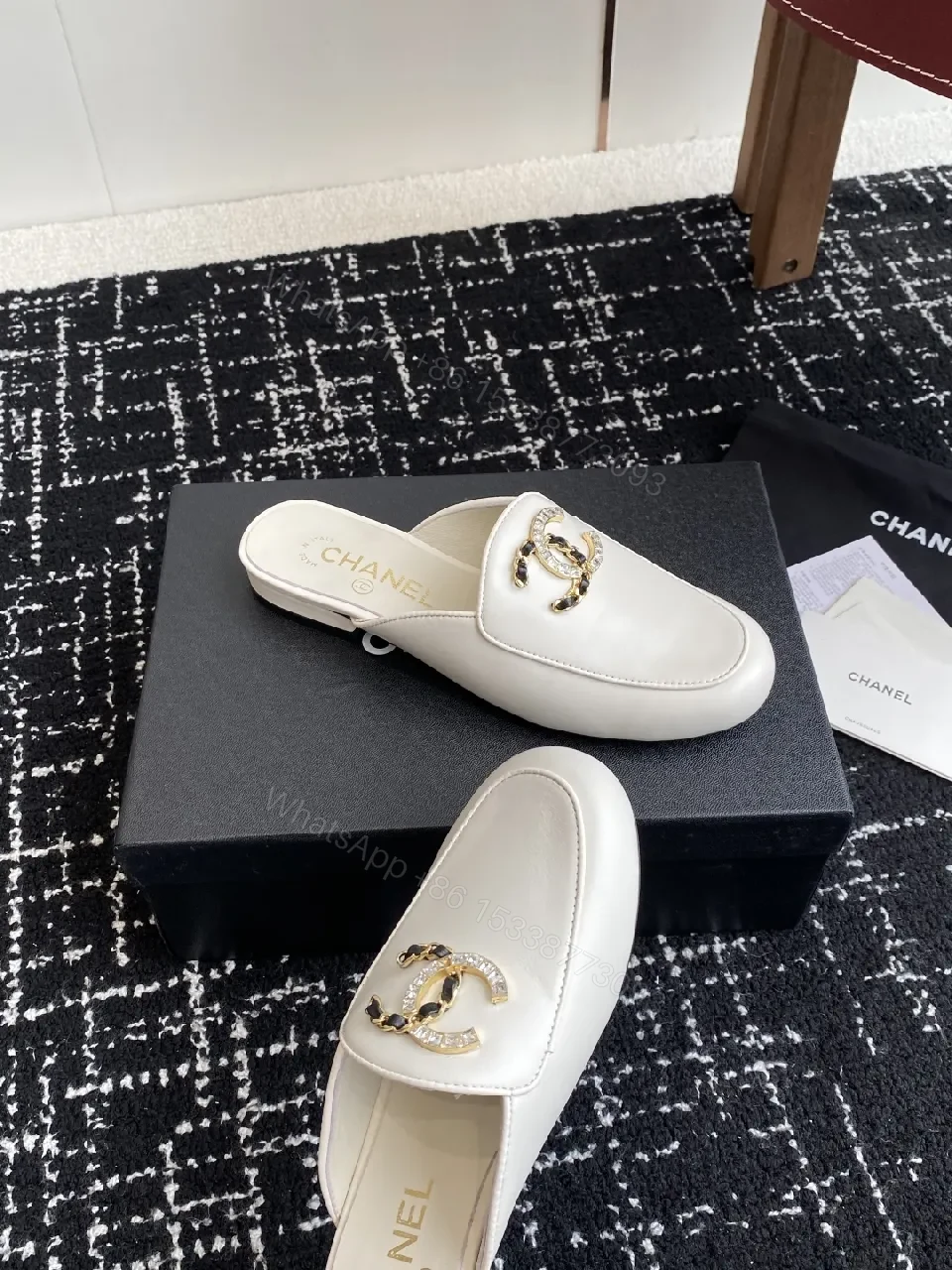 View 9 of White Leather Mule + Gold Hardware + Modern Luxe + All-Day Comfort + Slide-On footwear