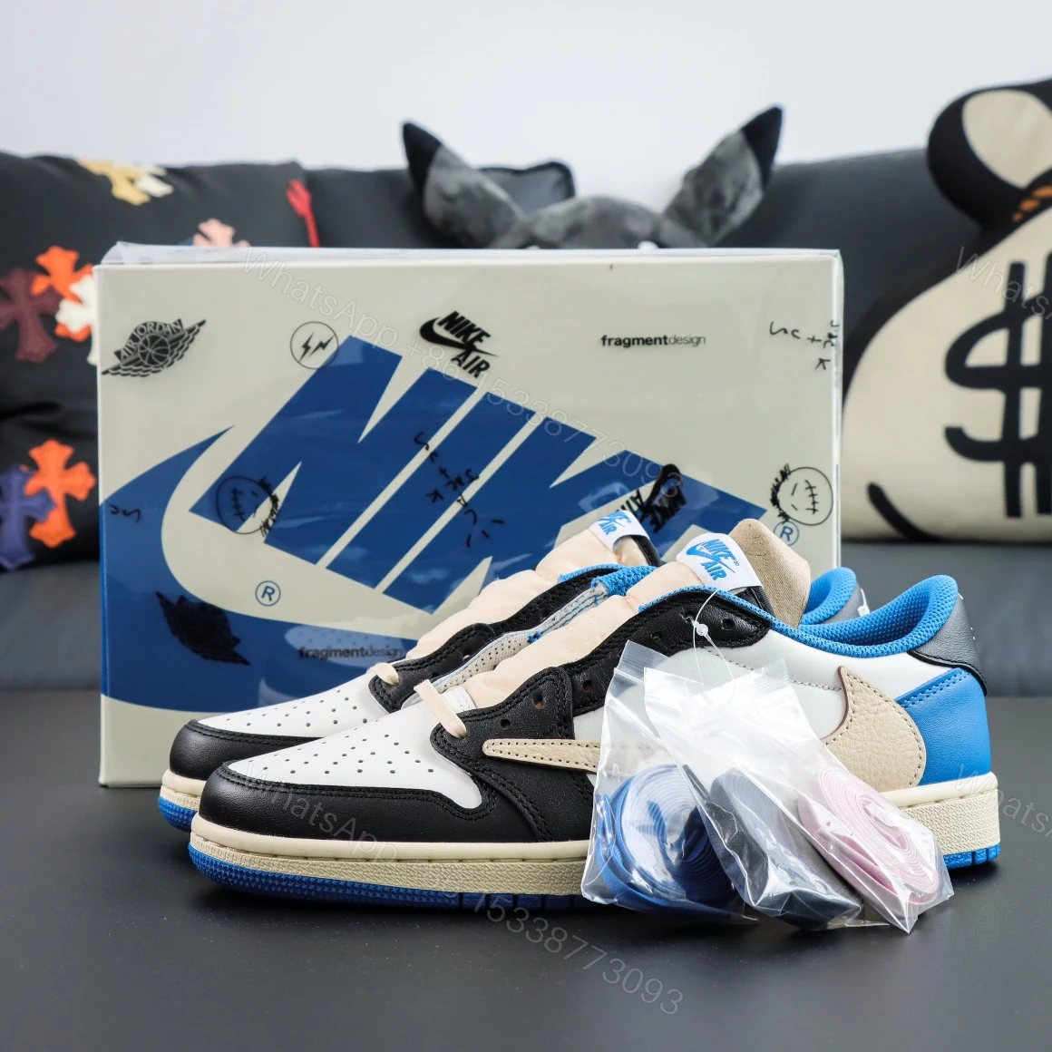 Travis Scott Fragment Design Jordan 1 Reps Low​ — view 1