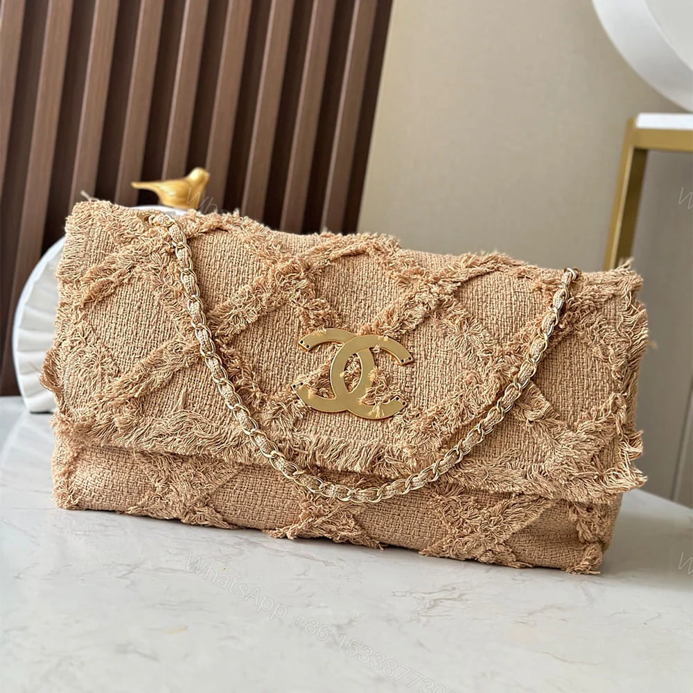 View 2 of Chanel Crochet Tweed Extra Large Flap Bag(HIGH-END GRADE)