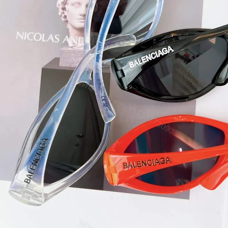 View 5 of Translucent White Balenciaga-Inspired Sunglasses with UV400 Lenses