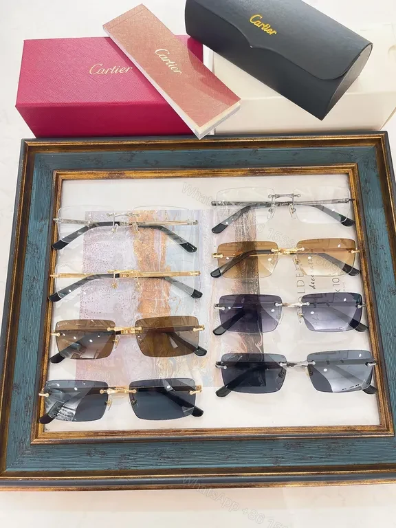 View 6 of Polarized Rimless Sunglasses â€” Luxury Cartier-Inspired, Adjustable Fit