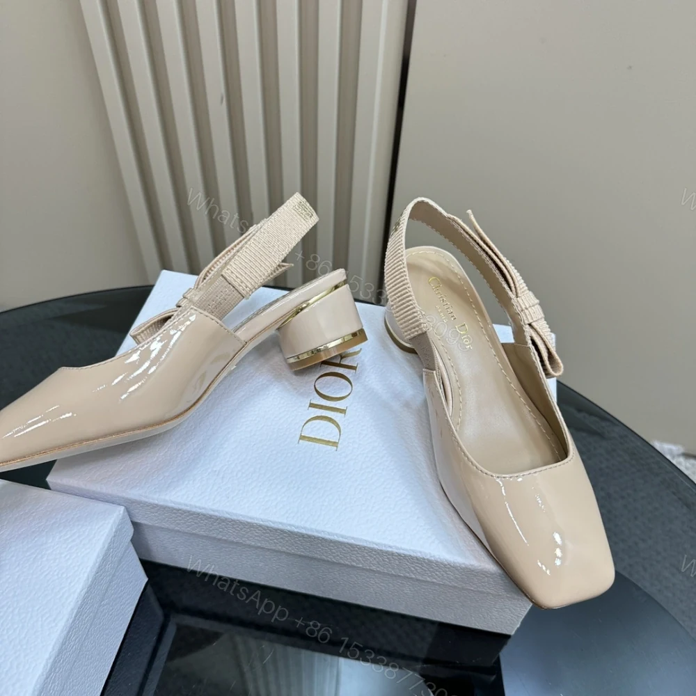 View 2 of 高仿Dior*Miss系列KAC261蝴蝶結粗跟高踭鞋4CM粉色漆皮免檢版