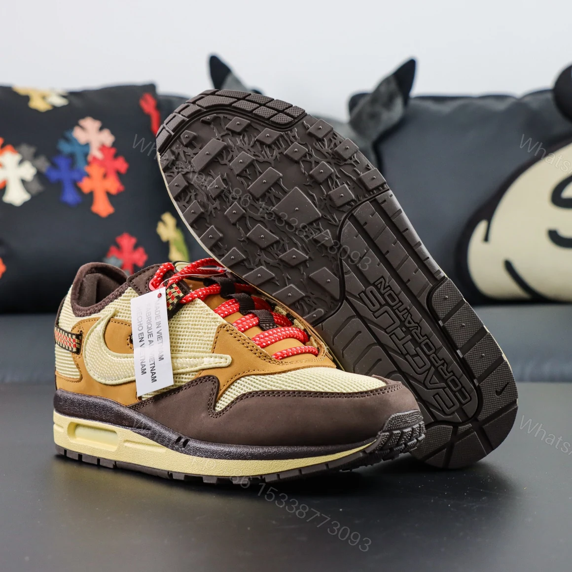 View 3 of Nike Air Max 1 Travis Scott Cactus Jack Baroque Brown Reps