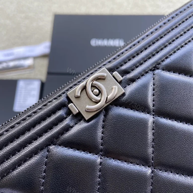 View 3 of Silver CC-Clasp Quilted Lambskin Wallet â€“ Chanel-Inspired Luxury