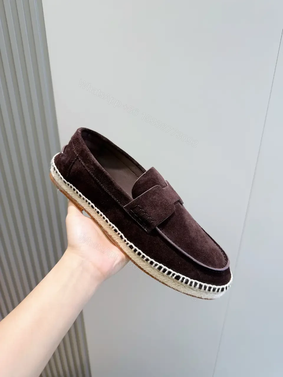 View 10 of Black Suede Loafers Espadrille Sole Classic Style Comfort Fit Hermès Inspired Shoes