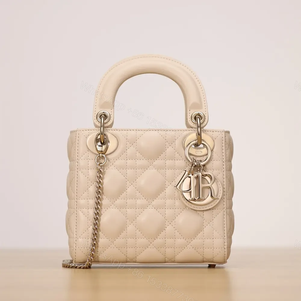 高仿Dior*Lady系列M0505M63U淺象牙色三格單肩包Mini免檢版 — view 1