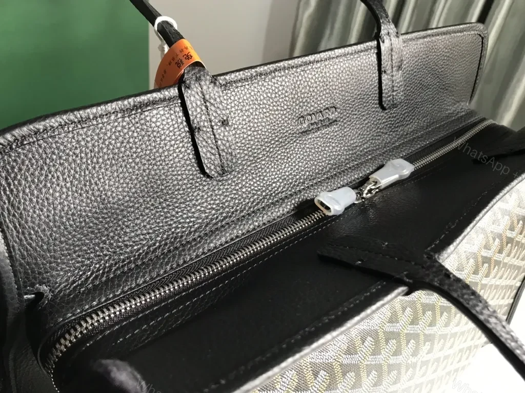View 9 of Structured Goyard-Pattern Tote: Luxury Office Bag with Leather Trim