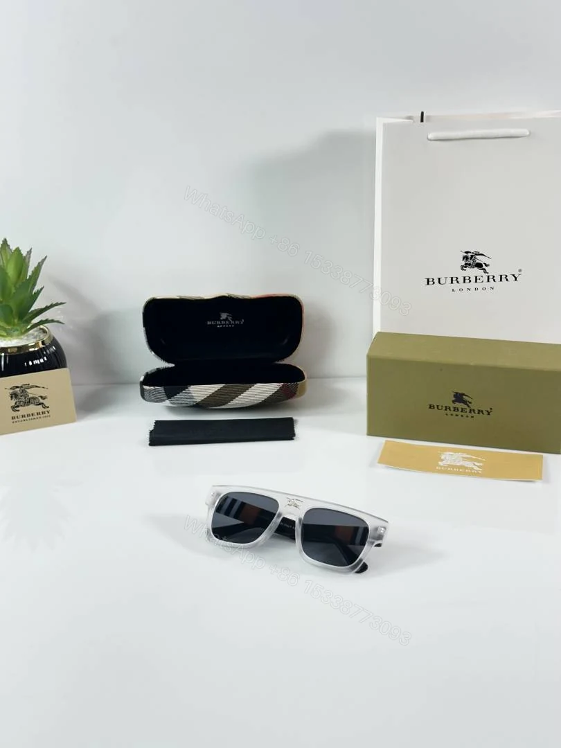 View 4 of First Copy Burberry White Square Unisex Sunglasses UV Protection Premium Quality Trending Style