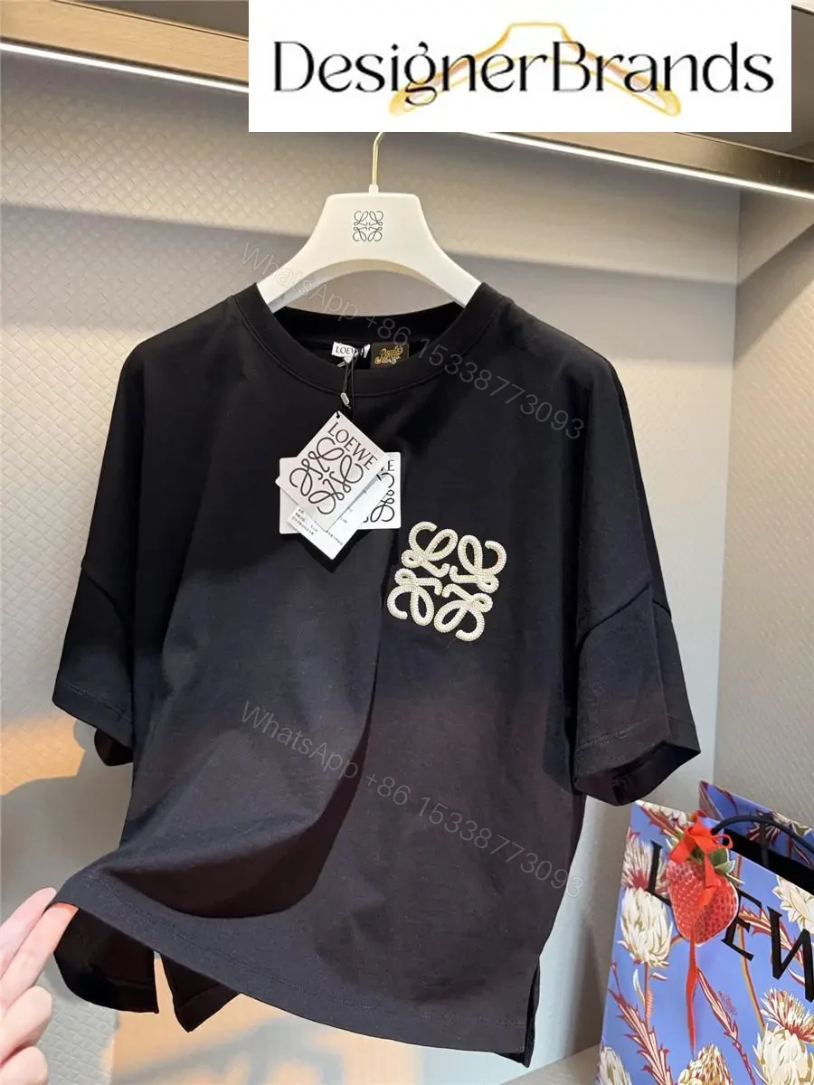 View 3 of Black Cotton Tee – Elevated Embroidery Luxury Tee