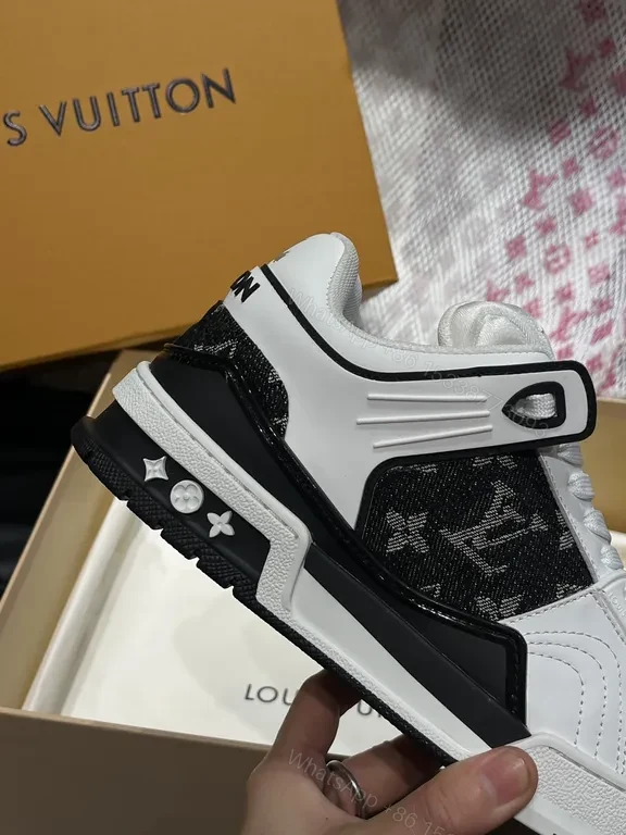 View 3 of White-Calibre Luxe Sneakers with LV Accents