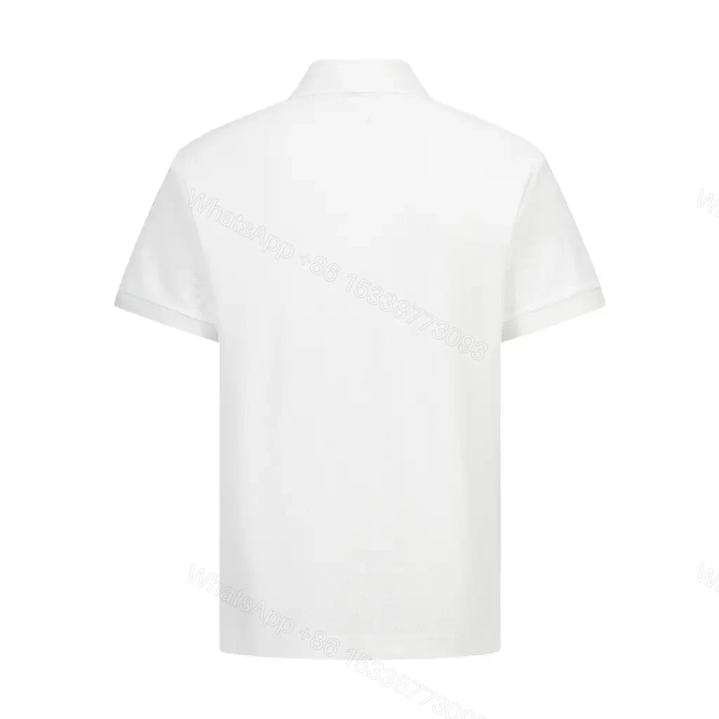 View 6 of White Mesh Polo Shirt, Lightweight, Burberry Horse Crest Polo