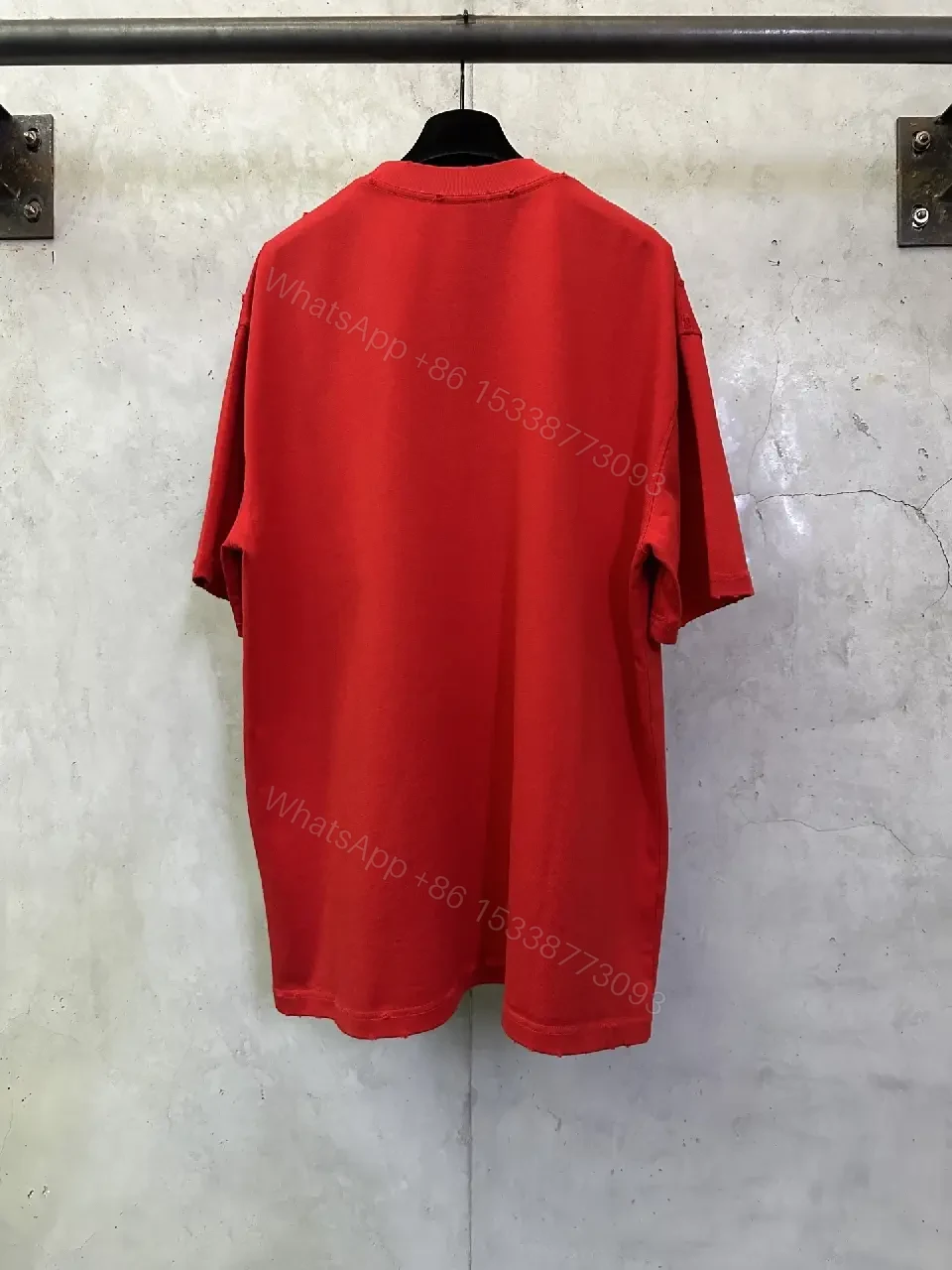 View 3 of Bold Red Silk-Soft Tee with Signature Logo, Casual Luxury Tee