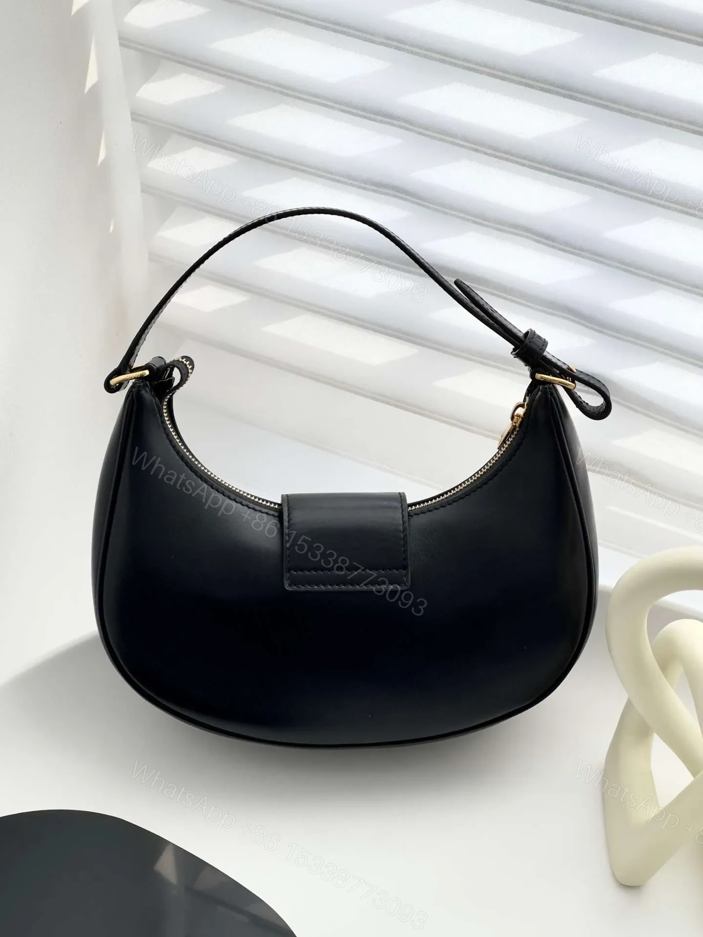 View 8 of Celine Triomphe Curved Black Matte Leather 23x14x7cm