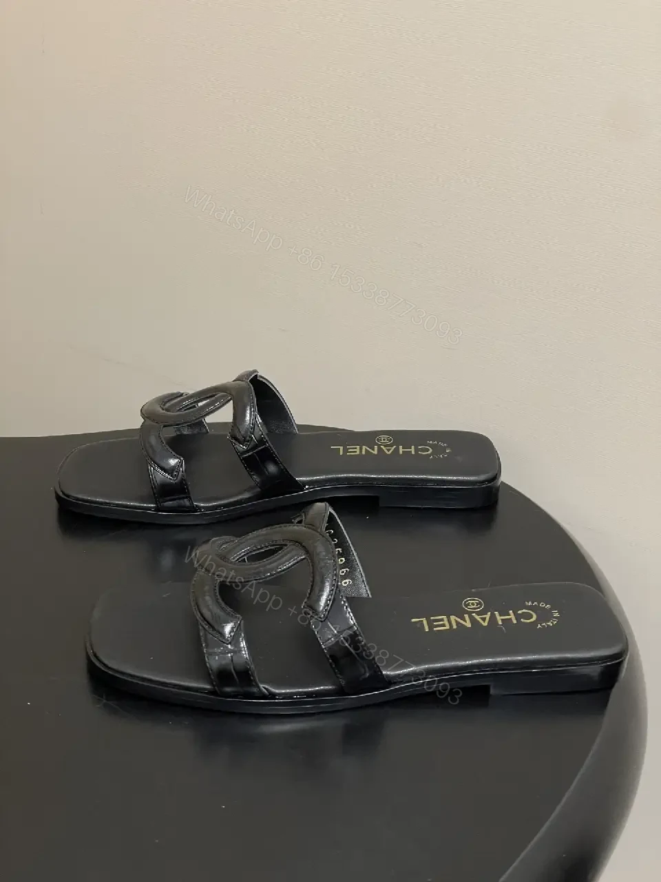 View 9 of Chic Leather Sandals: Minimalist, Cushioned, Black, Unisex Slips-ons