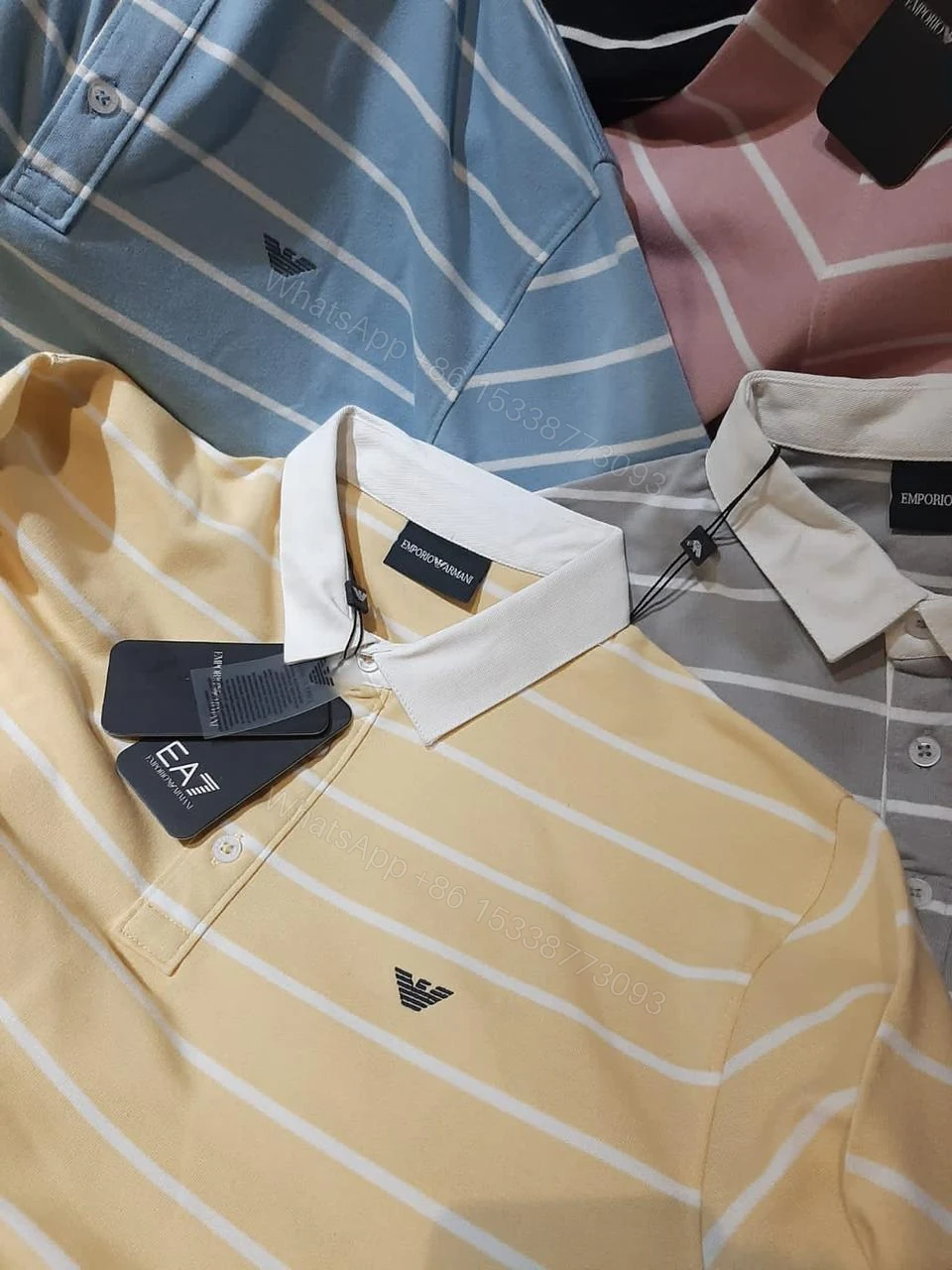 View 5 of First Copy Armani Superior Full Sleeves Cotton Lycra Rugby Polos