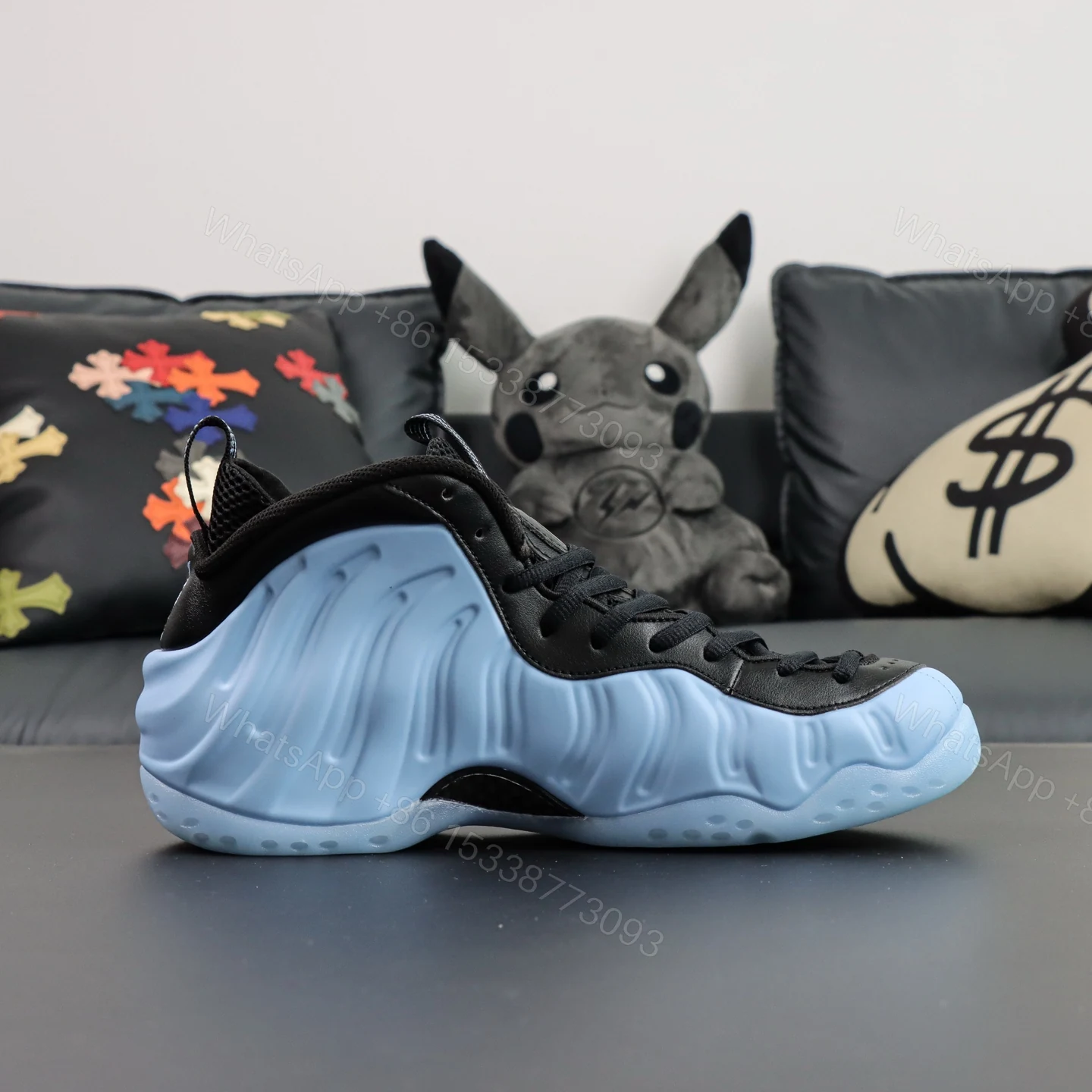 View 2 of Foamposite One “’Psychic Blue and Black”