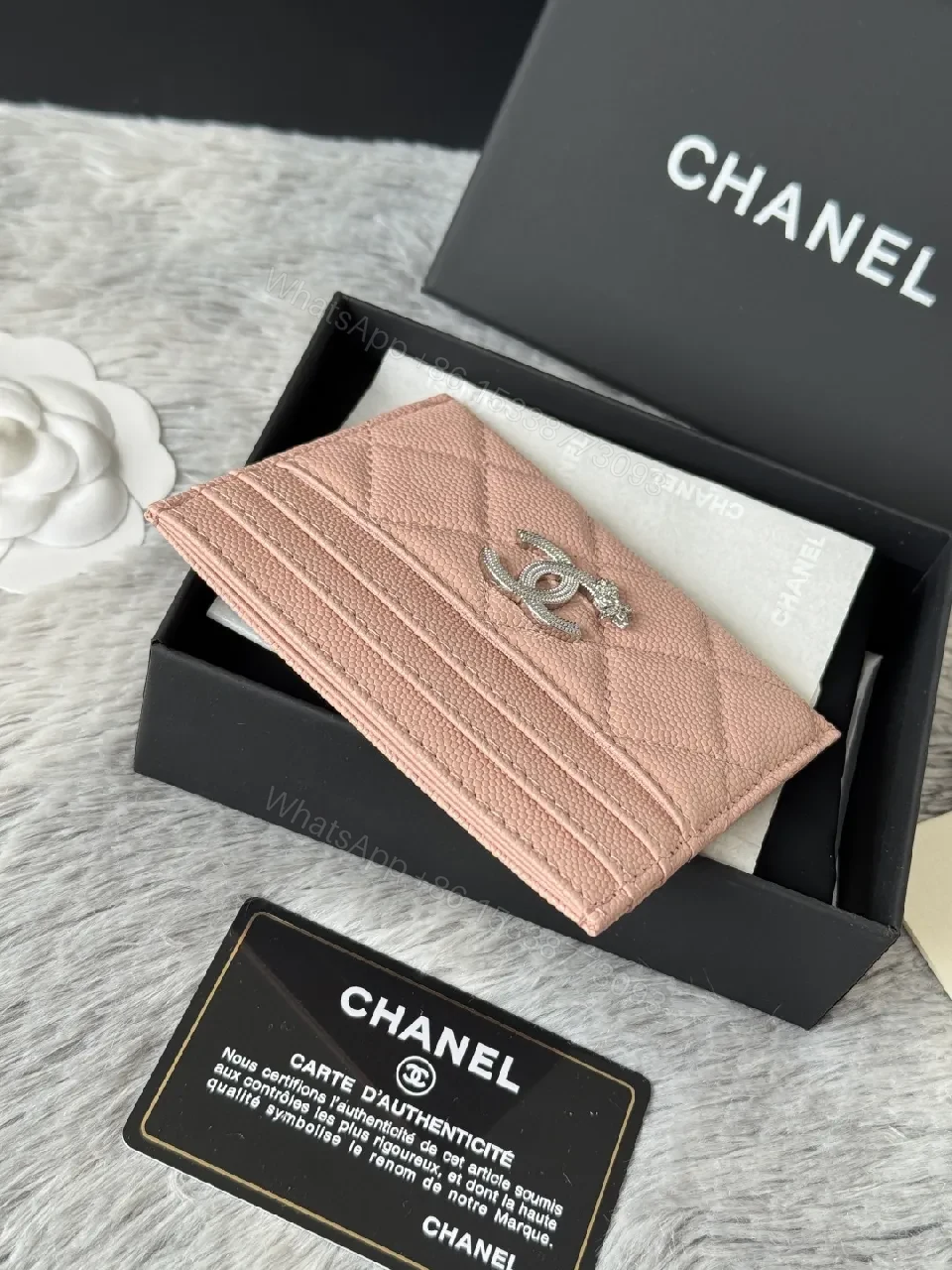View 8 of Pink Quilted Cardholder: Compact Luxury Leather